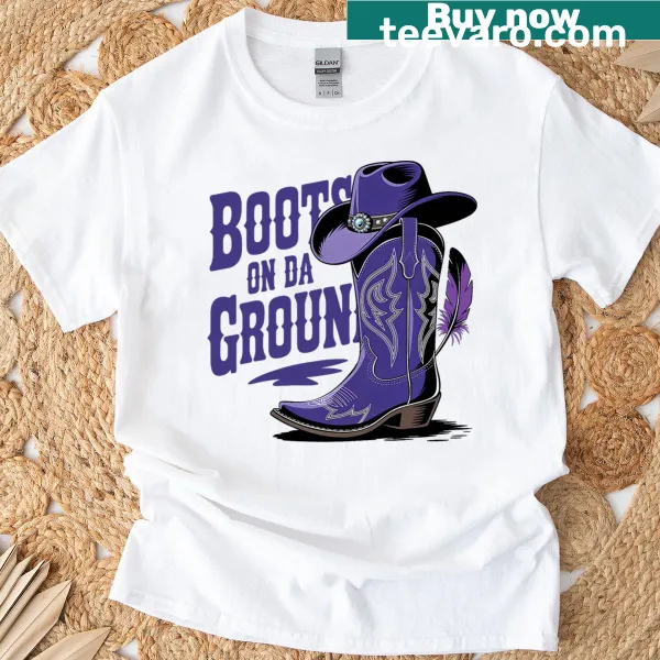 Retro graphic T-shirt featuring cowboy boots for line dancing enthusiasts.