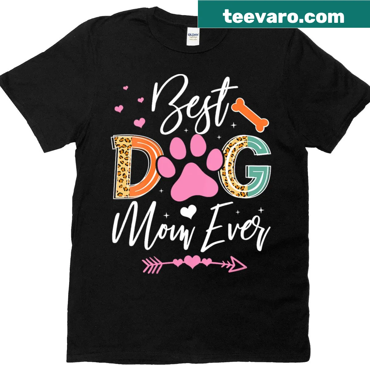 V-neck Dog Mom t-shirt featuring the phrase Best Dog Mom Ever — on a men's t-shirt