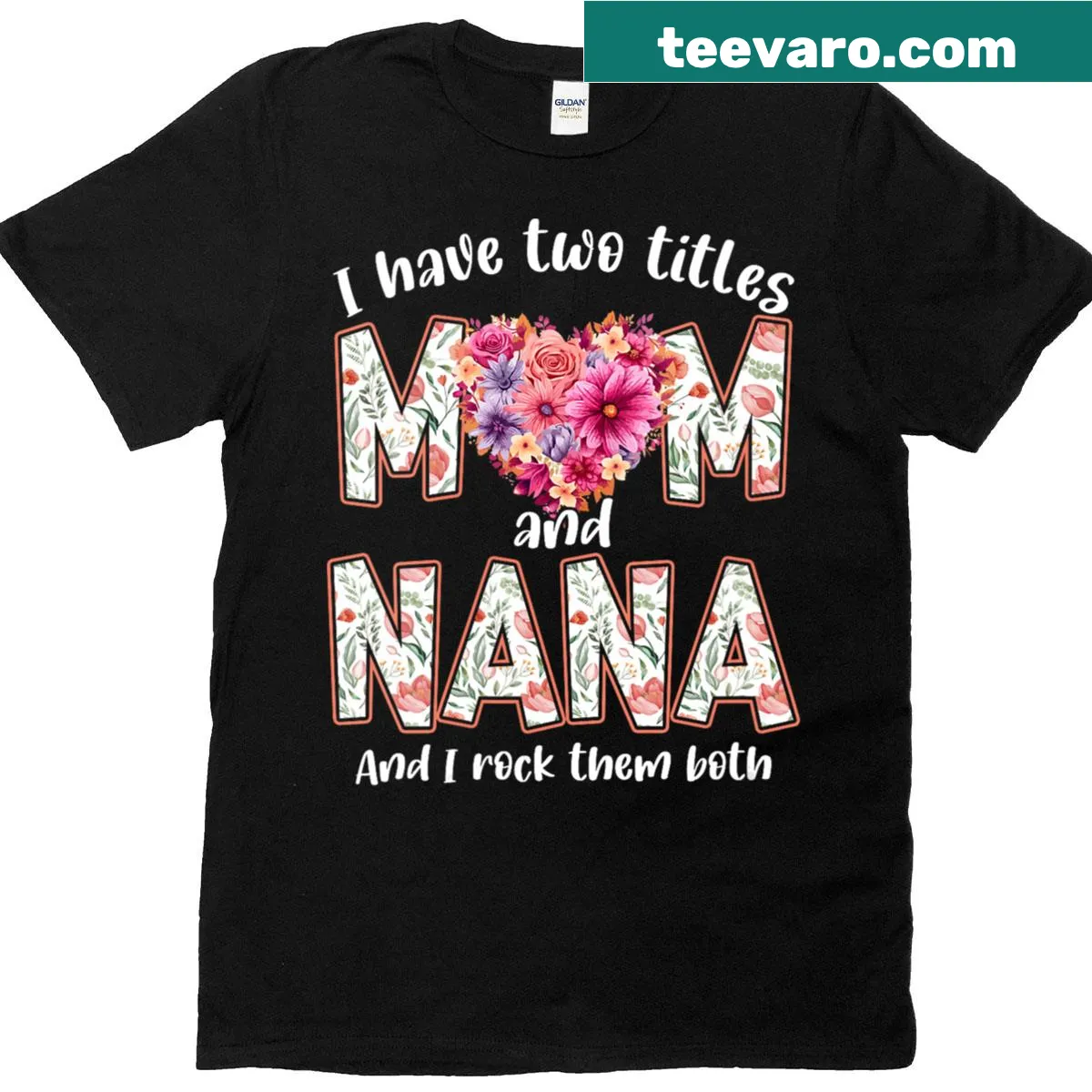 V-neck t-shirt for moms and grandmas with titles Mom And Nana — on a men's t-shirt