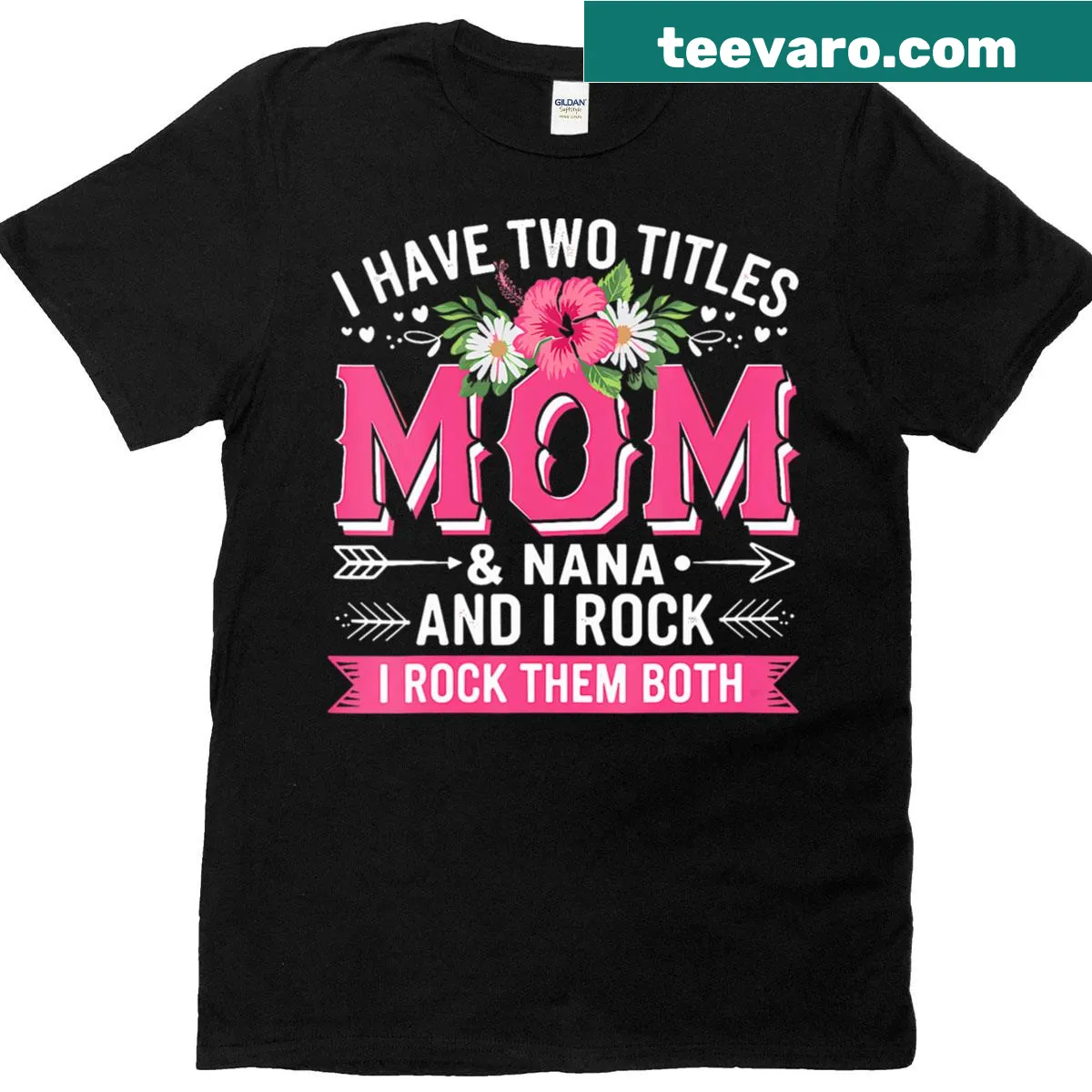V-neck t-shirt for moms and grandmas with titles Mom And Nana — on a men's t-shirt