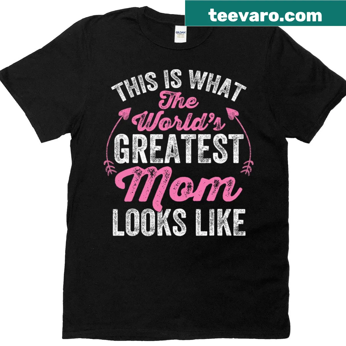T-shirt with 'What This Is Mom Looks Like' text design — on a men's t-shirt