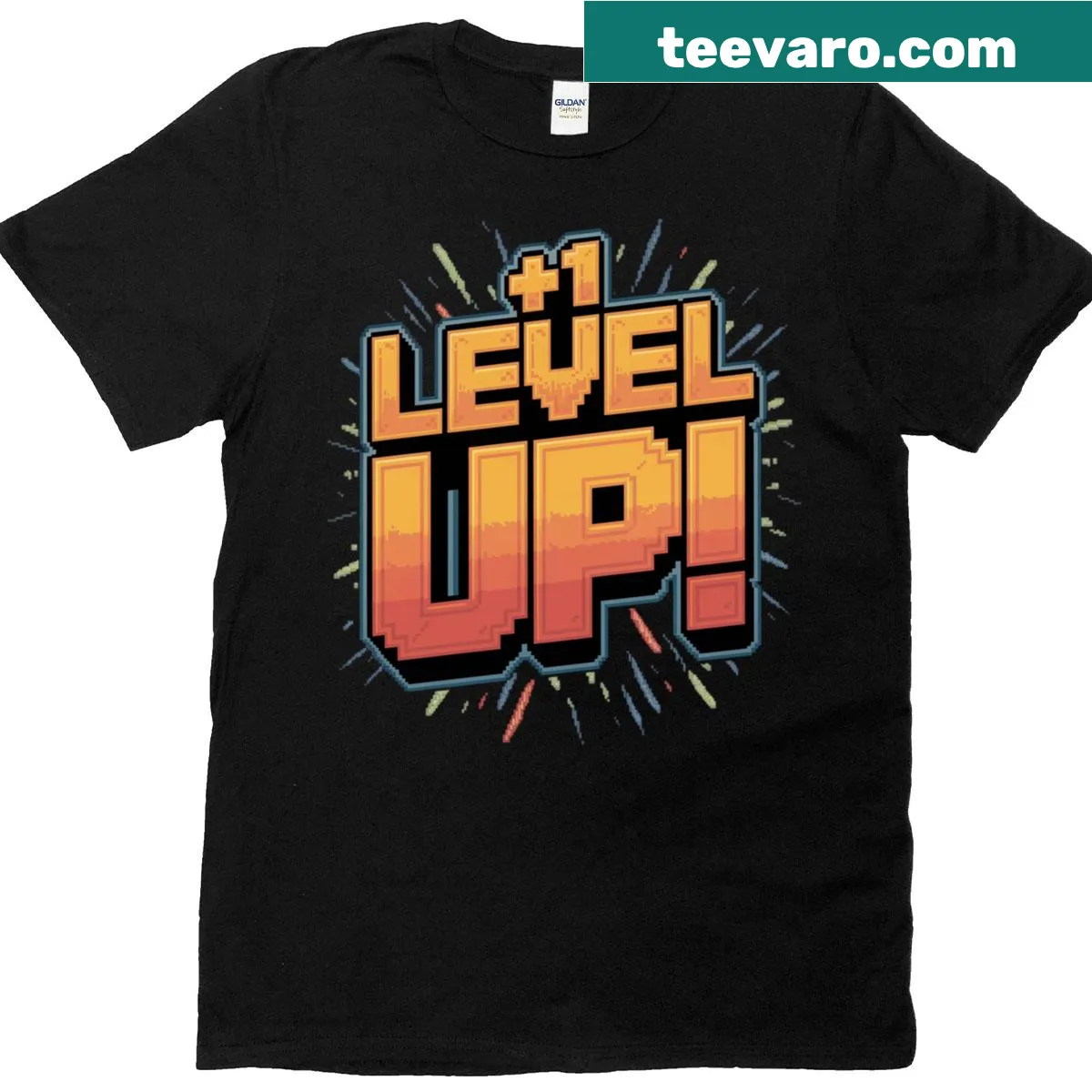 Retro gaming birthday T-shirt with pixel art design — on a men's t-shirt