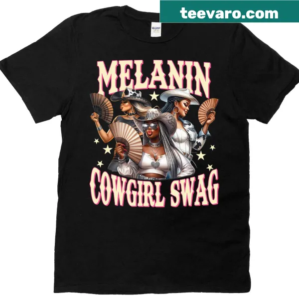 Melanin Cowgirl Swag T-shirt celebrating African heritage