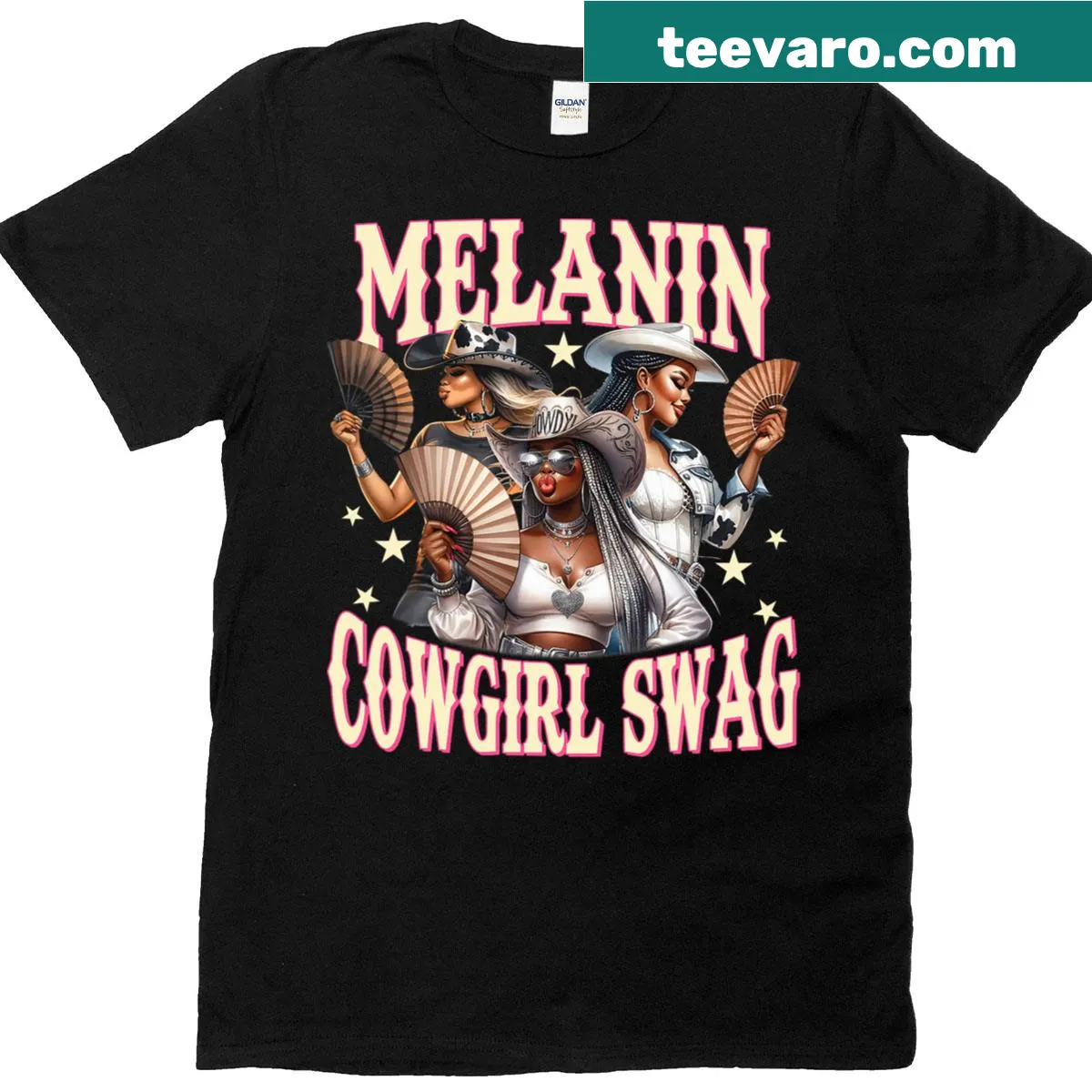 Melanin Cowgirl Swag T-shirt celebrating African heritage — on a men's t-shirt