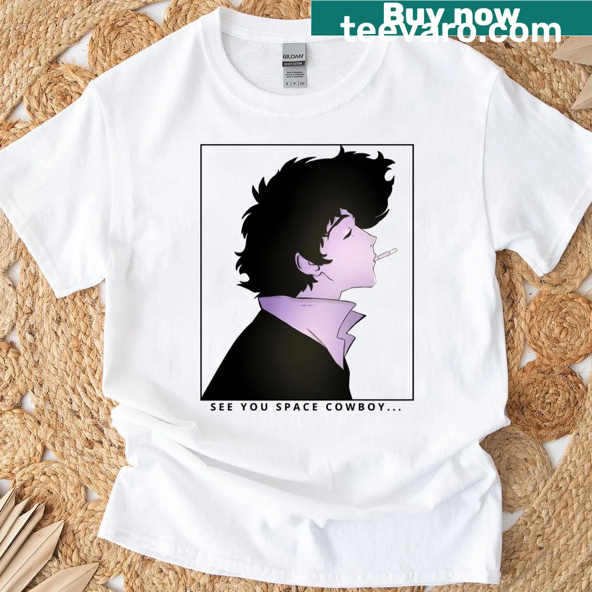 Bounty hunter-themed t-shirt featuring an adventurous graphic — on a men's t-shirt