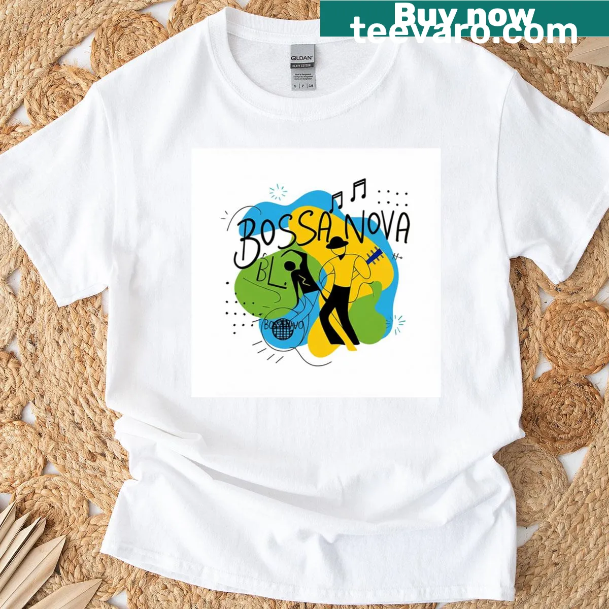 Text T-shirt featuring 'I Love Bossa Nova' in stylish font — on a men's t-shirt