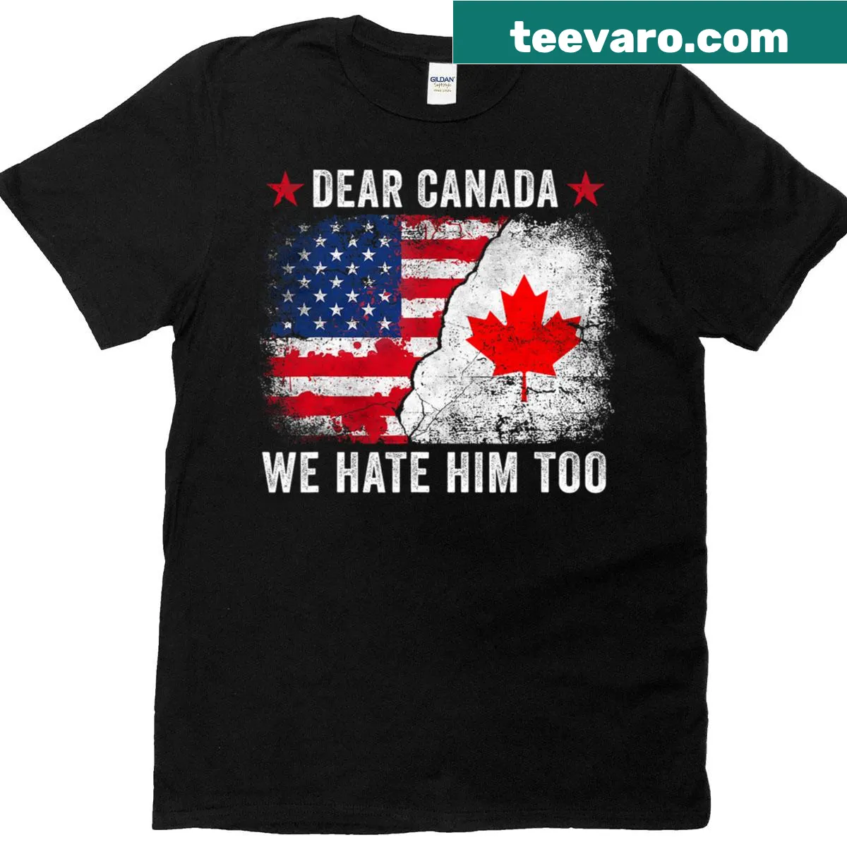 T-shirt with text expressing anti-Trump sentiment — on a men's t-shirt