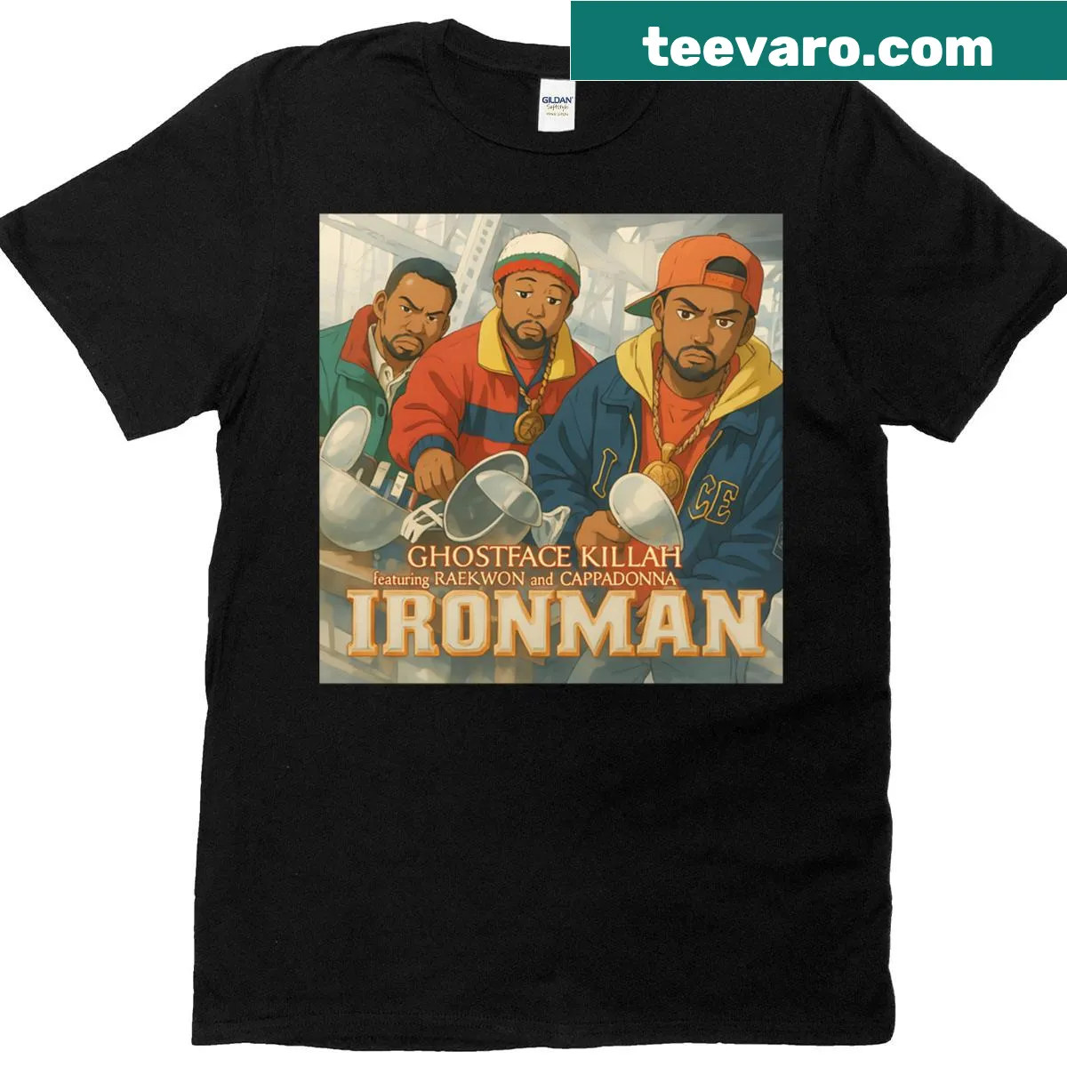 Anime and hip-hop inspired T-shirt with ghost illustration. — on a men's t-shirt