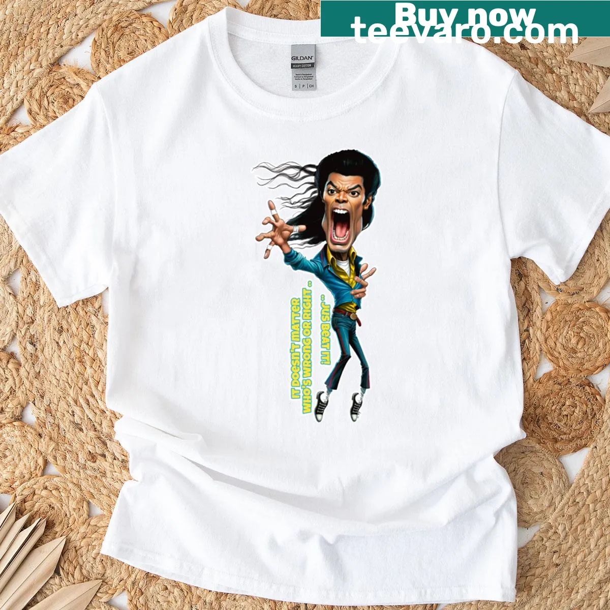 Bold typography t-shirt with the phrase One Great Beat — on a men's t-shirt