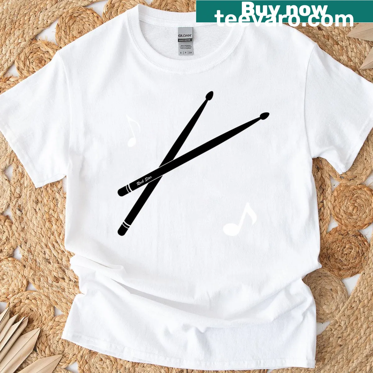 Illustration of classic drum sticks on a T-shirt — on a men's t-shirt
