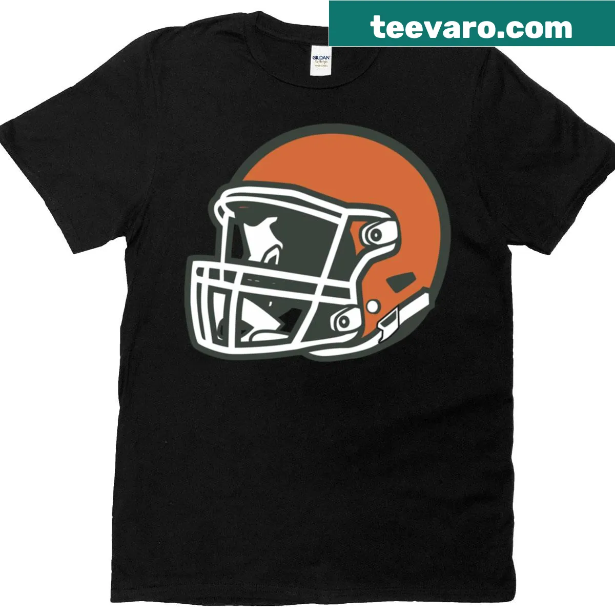 Illustrated football helmet graphic on a classic t-shirt — on a men's t-shirt