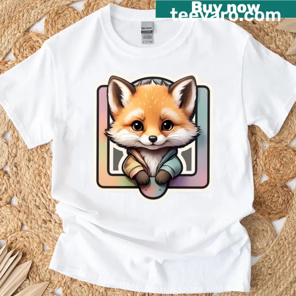 Illustrated fox graphic on a classic t-shirt for kids