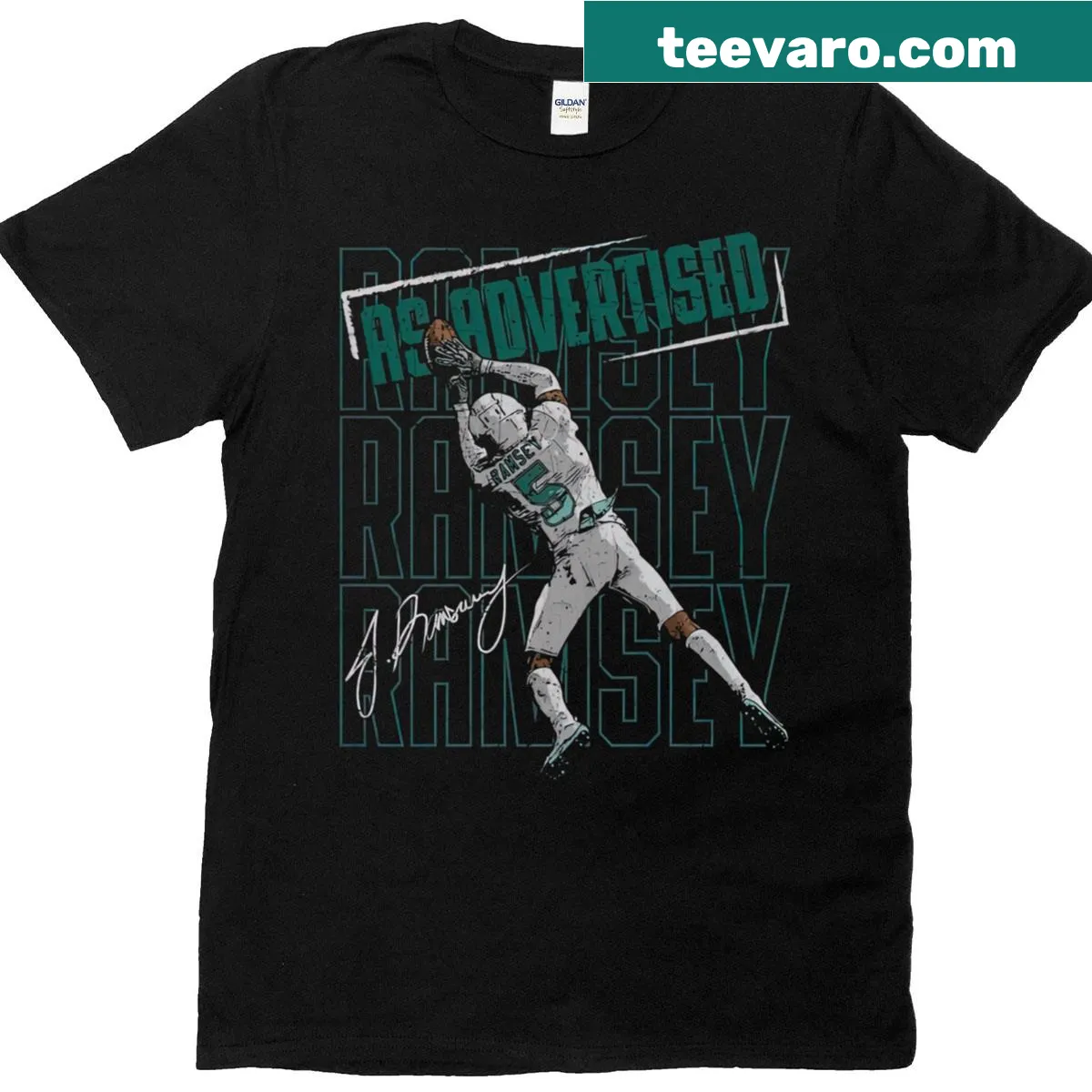 Bold Miami T-shirt with graphic text 'As Advertised' — on a men's t-shirt