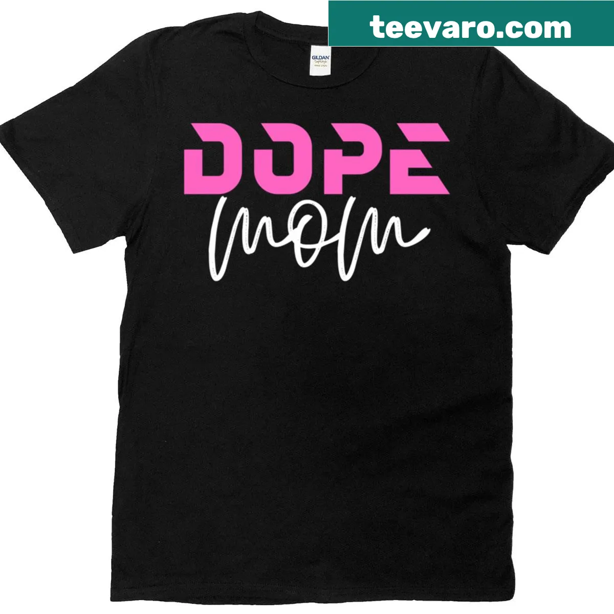 Playful 'Dope Mom' typography on a classic tee — on a men's t-shirt
