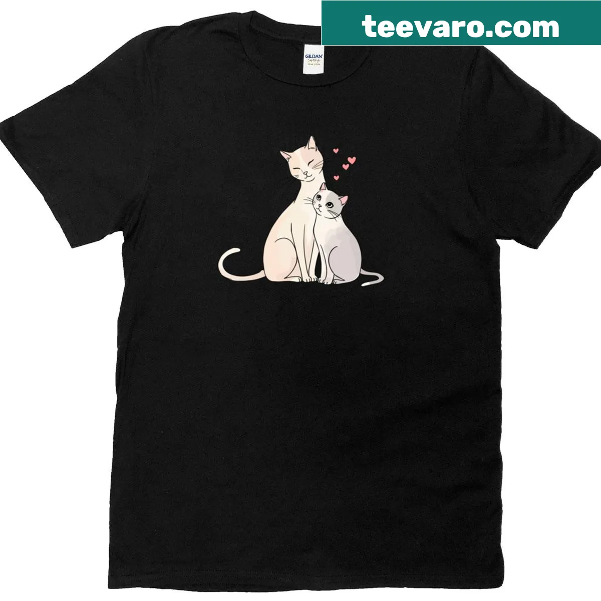 Cute illustration of a mother cat and her kitten on a t-shirt — on a men's t-shirt
