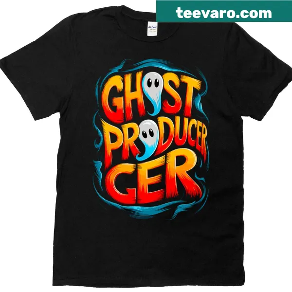 Funny music producer ghost DJ illustration on a t-shirt