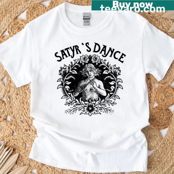 Whimsical satyr dancing in nature graphic T-shirt