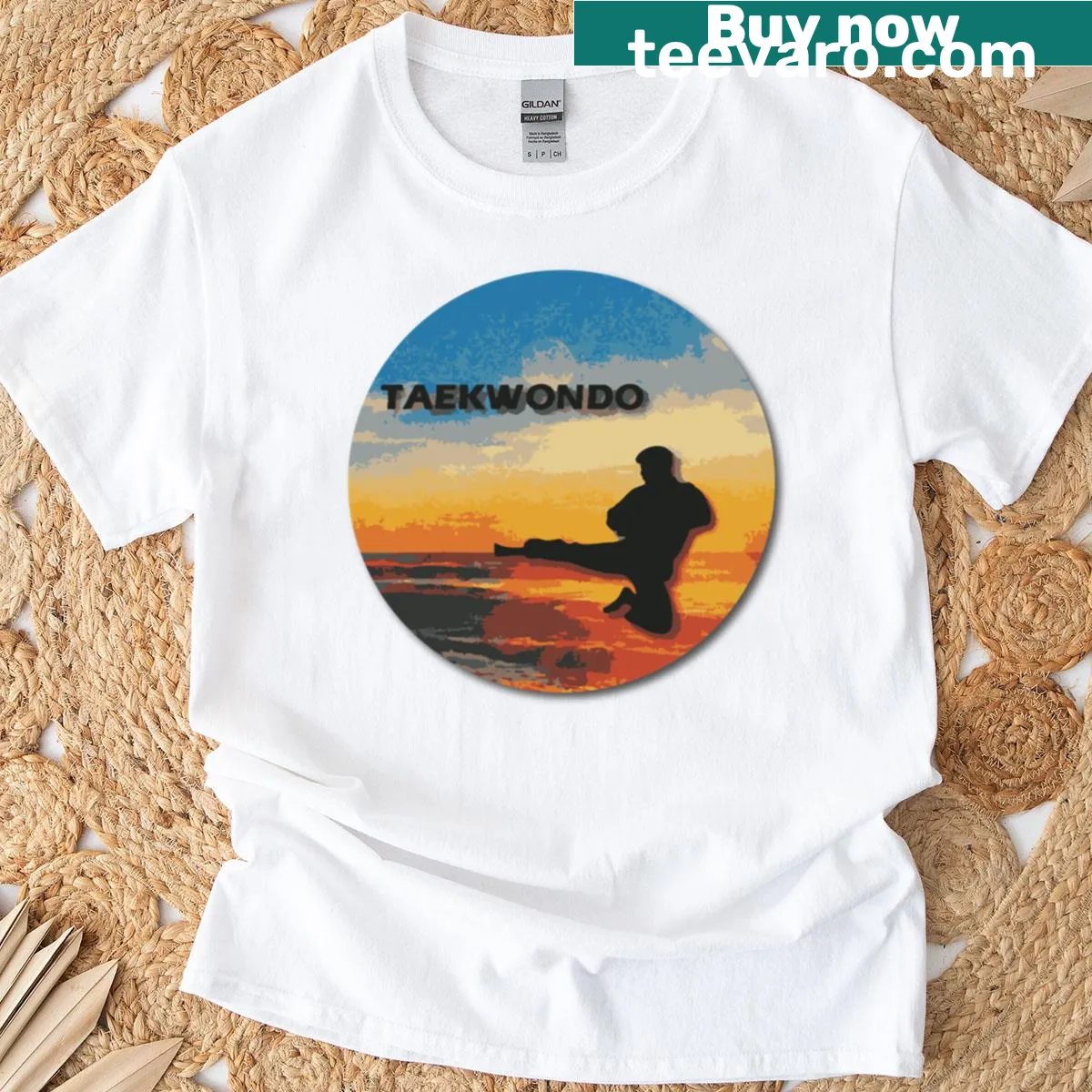 Dynamic Taekwondo illustration on Classic T-shirt — on a men's t-shirt
