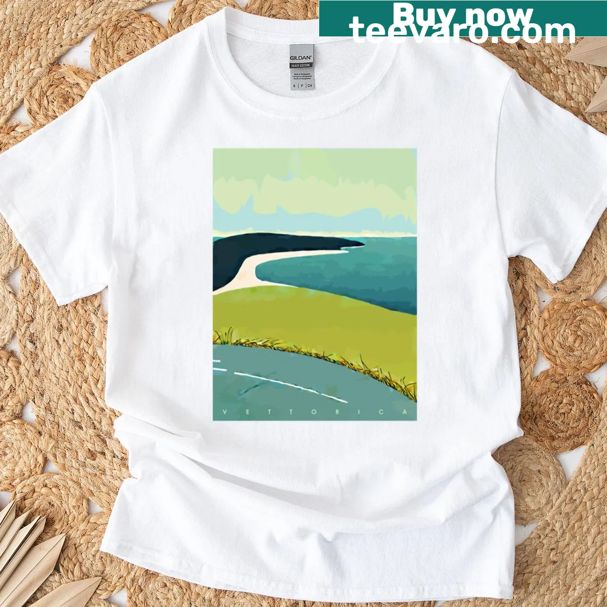 Minimalist typography T-shirt with Vetorica N57 design — on a men's t-shirt