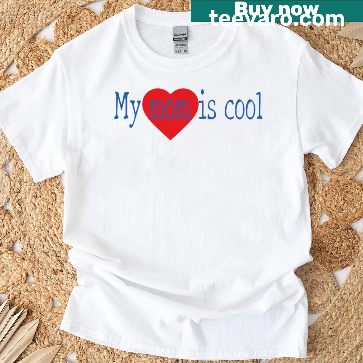 Cool mom graphic t-shirt with playful text design — on a men's t-shirt