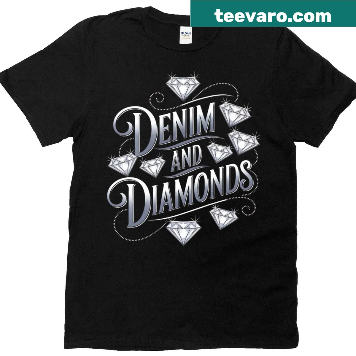 Vintage-inspired cowgirl T-shirt with diamond designs — on a men's t-shirt