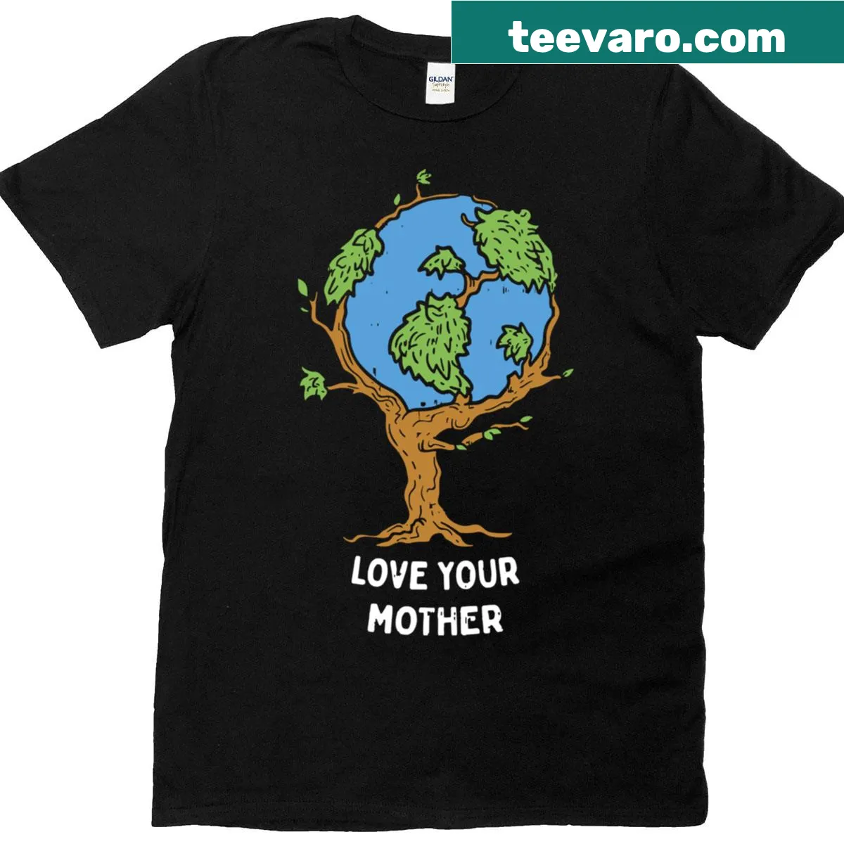 Eco-themed t-shirt with an illustration of a tree — on a men's t-shirt