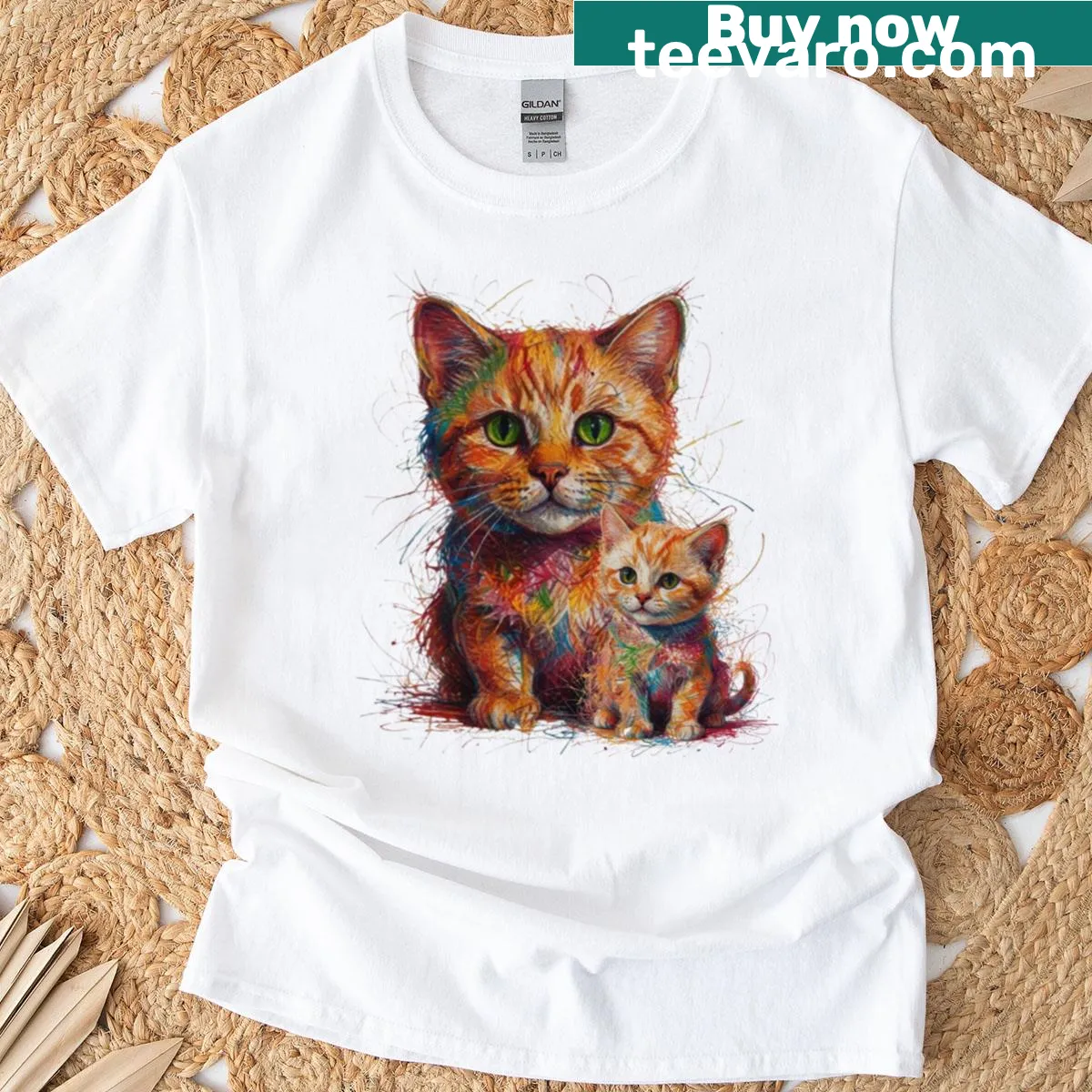 Cute cat graphic on an essential cat-themed t-shirt. — on a men's t-shirt