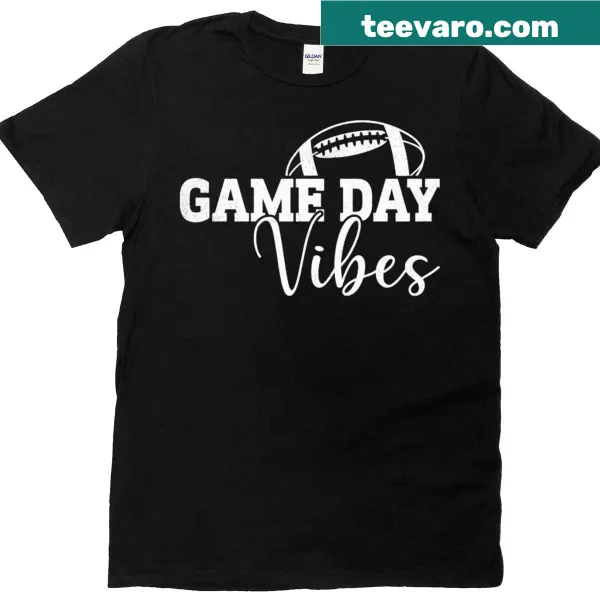 Typography celebrating football game day vibes on a classic T-shirt