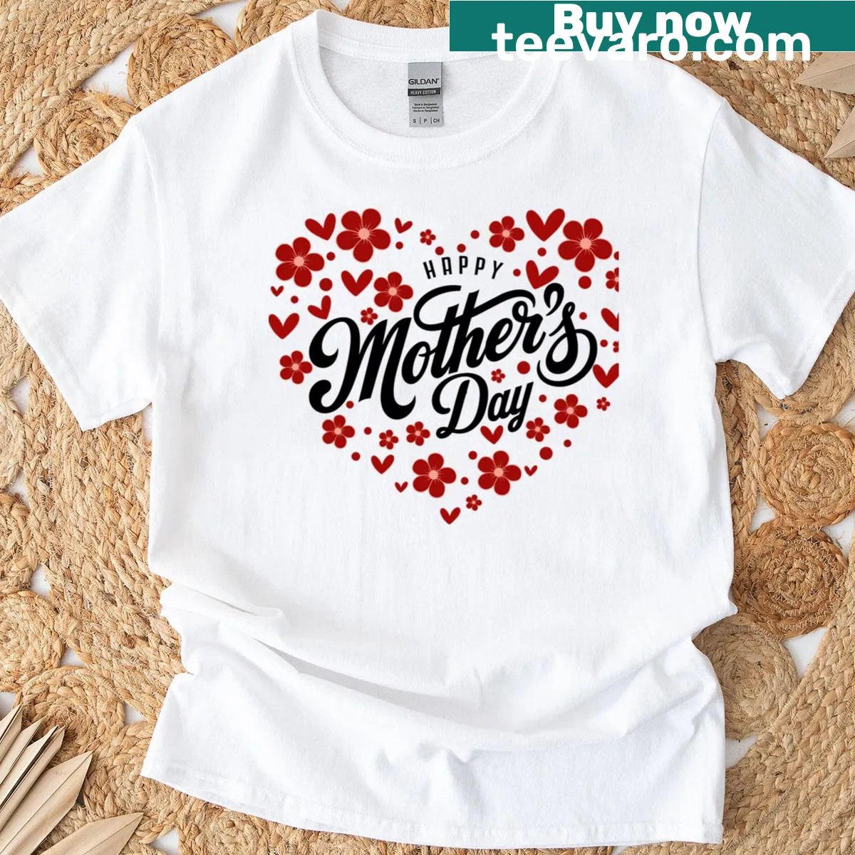 Floral heart design for Mother's Day celebration — on a men's t-shirt