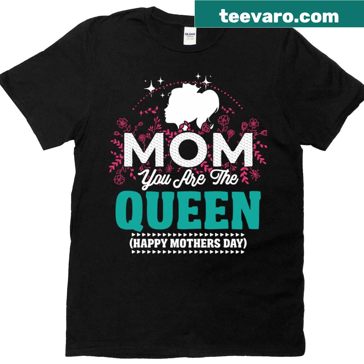 T-shirt with 'You Are Mom The Queen' text in bold typography — on a men's t-shirt