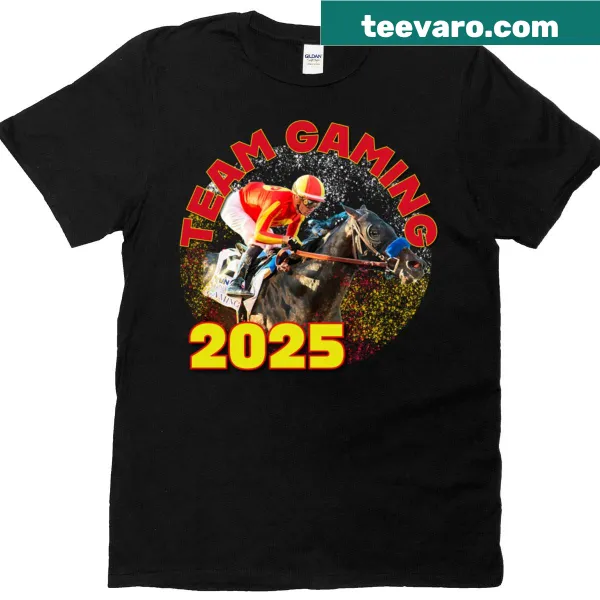 Playful t-shirt featuring Kentucky Derby 2025 Team Gaming design