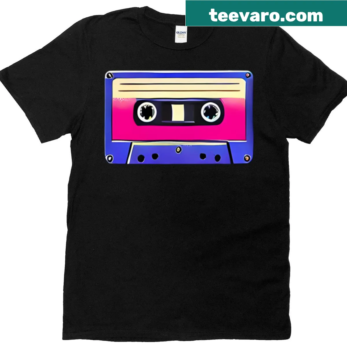 Retro design featuring nostalgic mixtape graphics — on a men's t-shirt