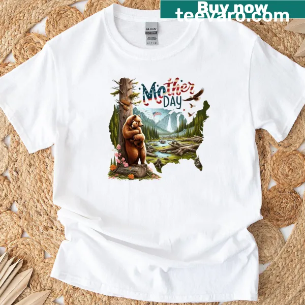 Grizzly bear illustration t-shirt for Mother's Day