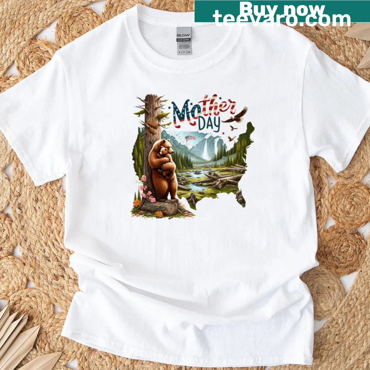 Grizzly bear illustration t-shirt for Mother's Day — on a men's t-shirt