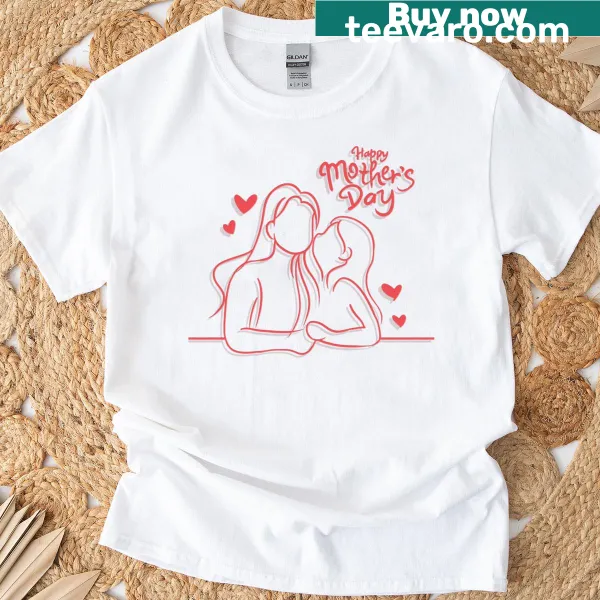 Typography t-shirt with the phrase 'Mothers Happy Day'