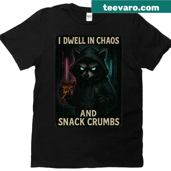 Cartoon raccoon t-shirt with pizza graphic