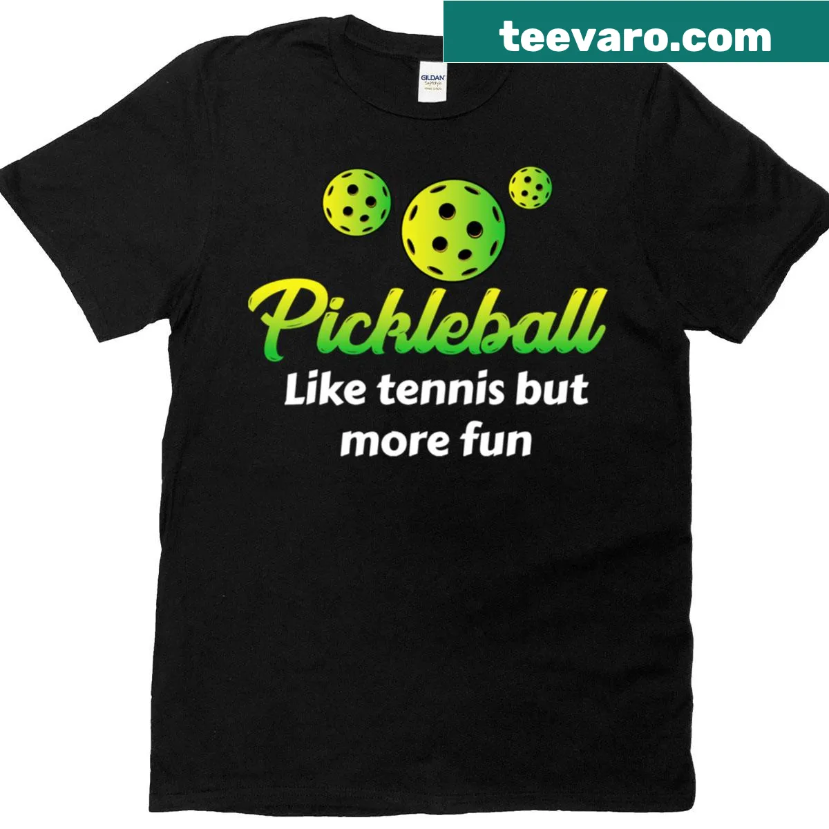 Pickleball-themed T-shirt with fun text and classic ball graphics — on a men's t-shirt