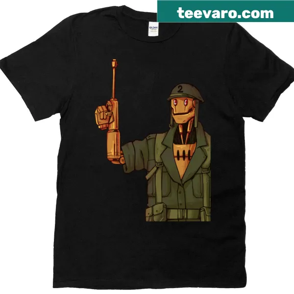 Whimsical robot in a gi on a classic t-shirt