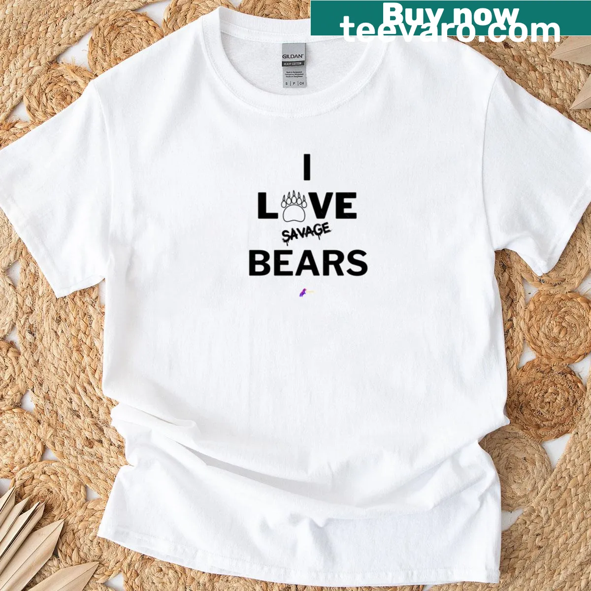 T-shirt featuring playful bear graphic design — on a men's t-shirt