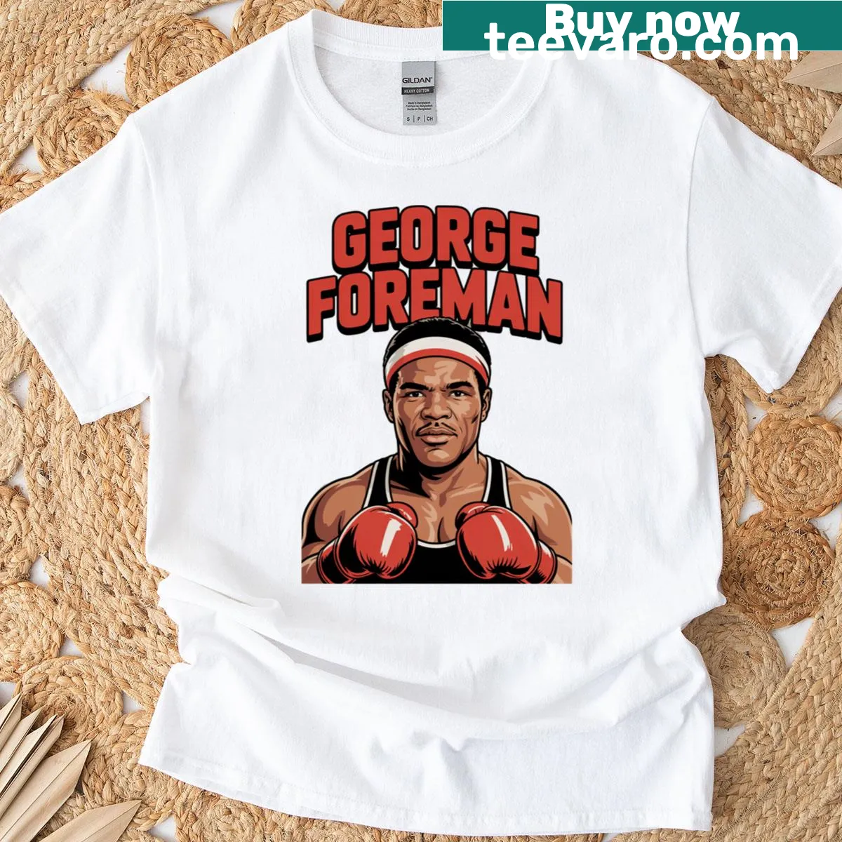Illustration of Foreman George leading a construction team on T-shirt — on a men's t-shirt