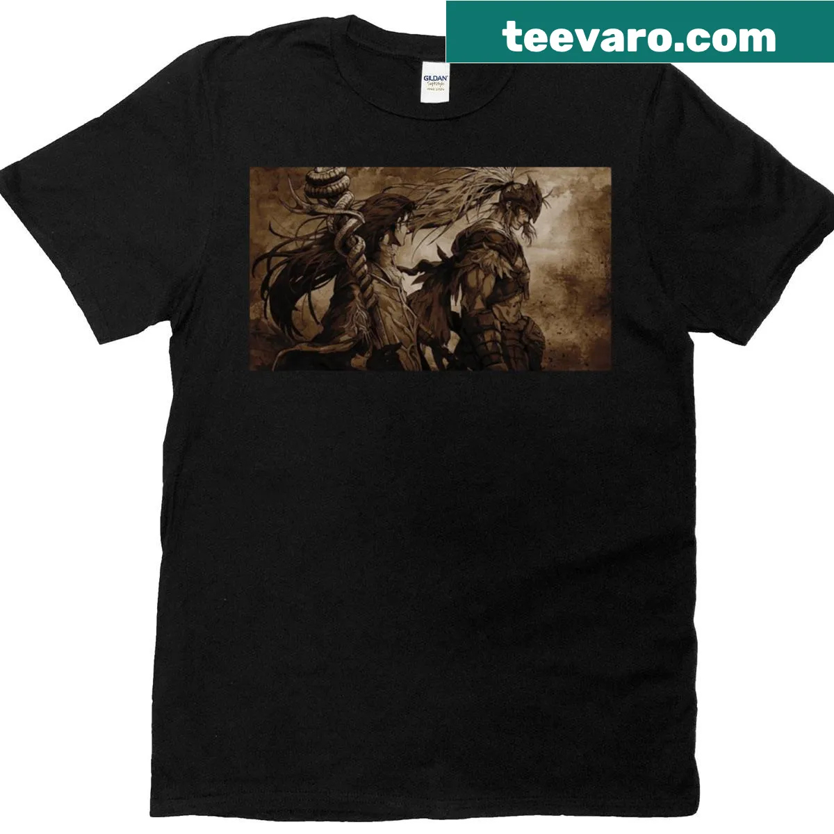 Cartoon-style t-shirt featuring a Berserker character inspired by classic fanart. — on a men's t-shirt
