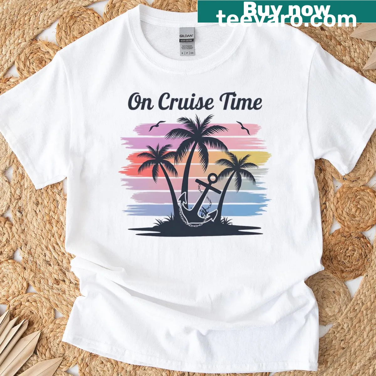 Cruise Squad matching t-shirt with nautical-themed graphics — on a men's t-shirt