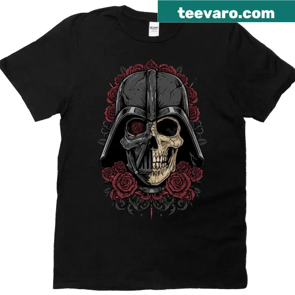 Skull with roses graphic on classic t-shirt design