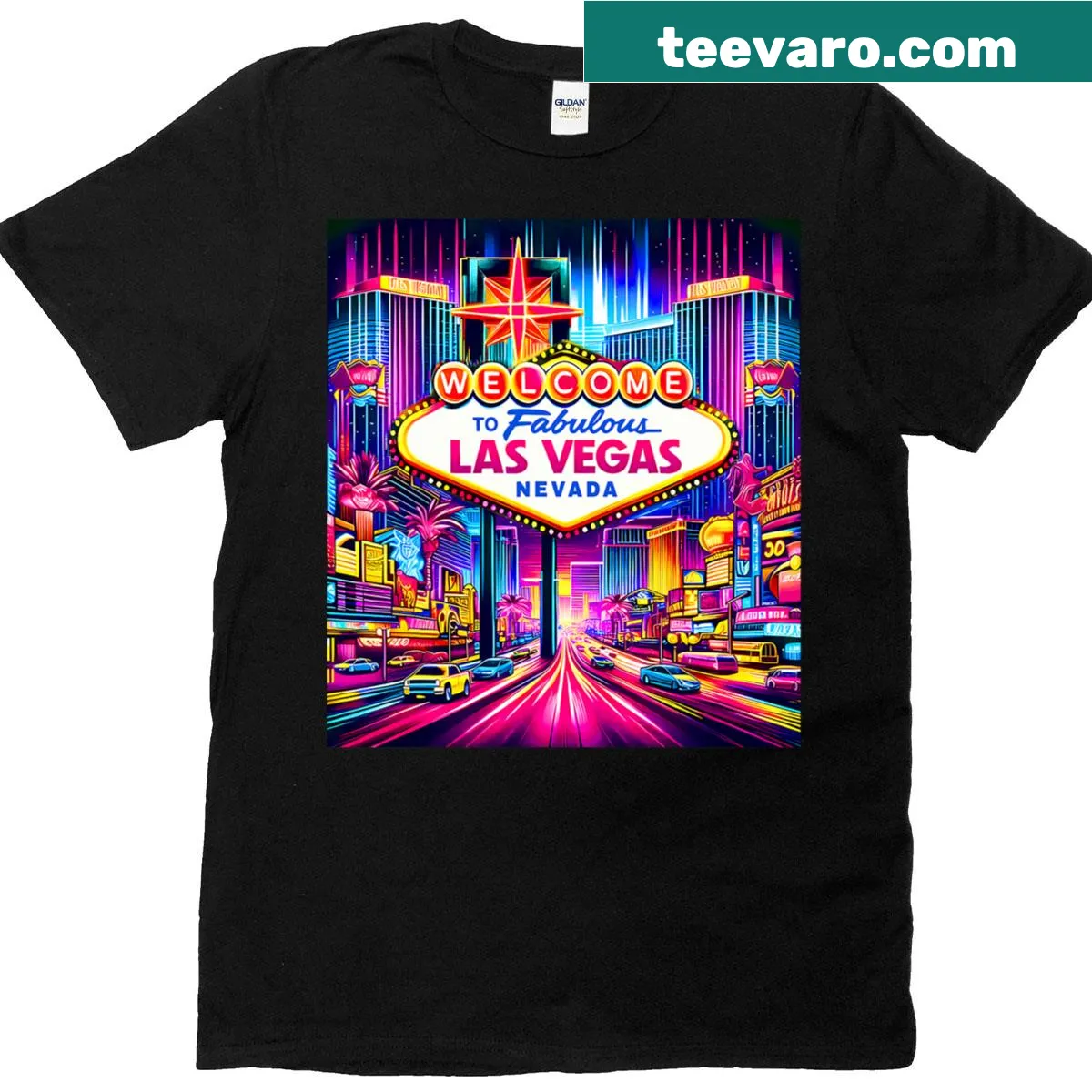 Las Vegas souvenir T-shirt with playful design for men and kids — on a men's t-shirt