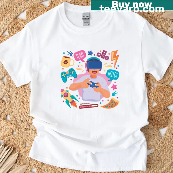 Whimsical graphic T-shirt celebrating virtual reality gaming