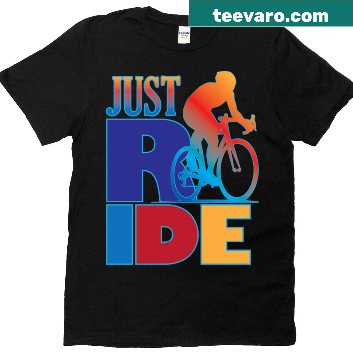 T-shirt with a motivational phrase 'A Bicycle Just Ride' in simple typography. — on a men's t-shirt