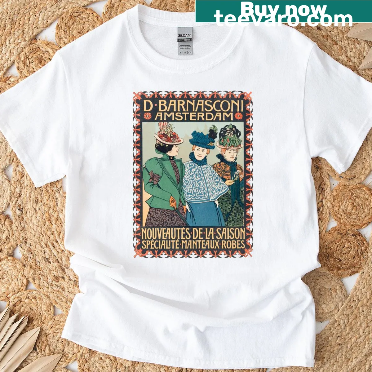 Typographic T-shirt celebrating D Barnasconi clothing store in Amsterdam. — on a men's t-shirt