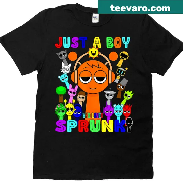 Birthday T-shirt for kids featuring playful text about loving Sprunki