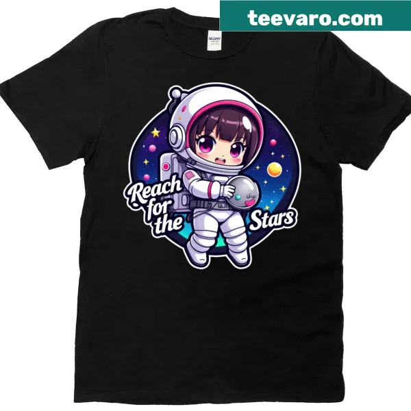 Anime astronaut girl reaching for the stars illustration