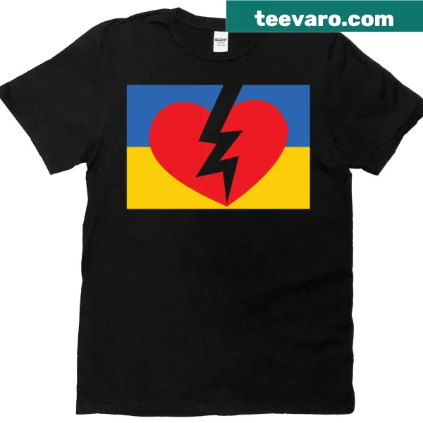 T-shirt expressing solidarity with Ukraine with broken heart graphic